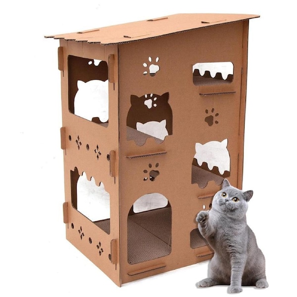 Cat Scratching Cardboard House Bed Scratch Pad Mat DDG23
