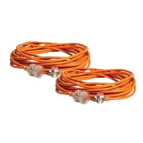 Aussie Traveller 15Amp Extension Lead 15m, 2 Pack
