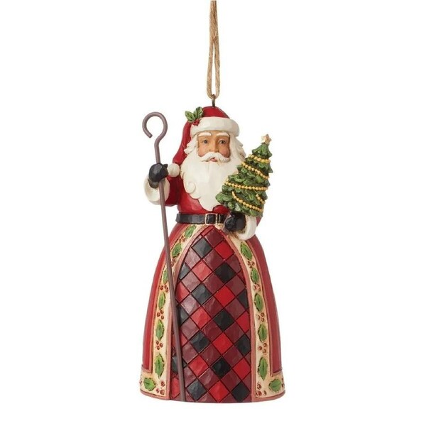 Jim Shore Heartwood Creek Highland Glen - Santa with Staff Hanging Ornament
