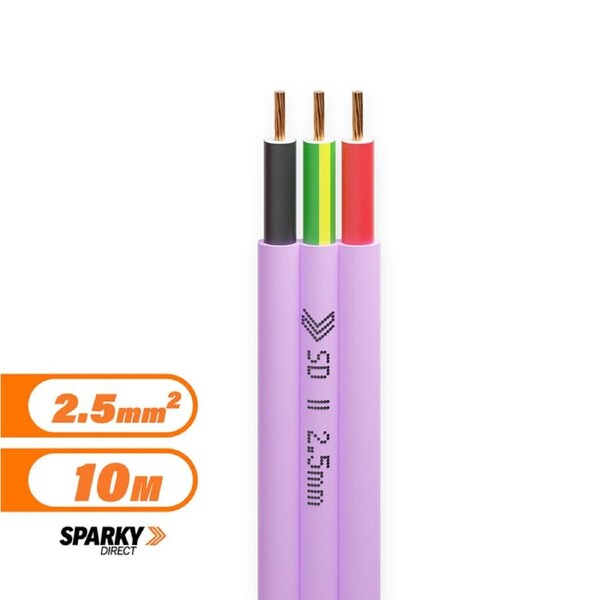2.5mm Twin & Earth Flat Cable Purple Non Migratory - Pvc / Pvc - SRF3025VHT-100P - 10mtr Cut