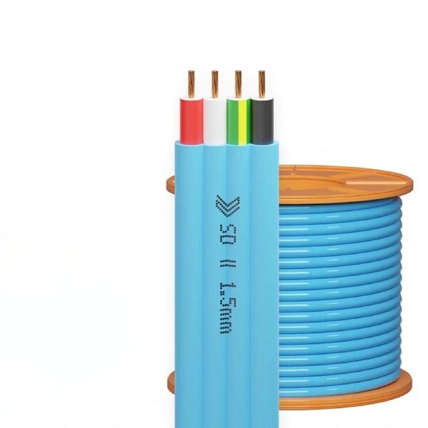 1.5mm Three Core & Earth Flat Cable - Pvc / Pvc - AC7504 - 10mtr Cut Blue (Air Conditioning)