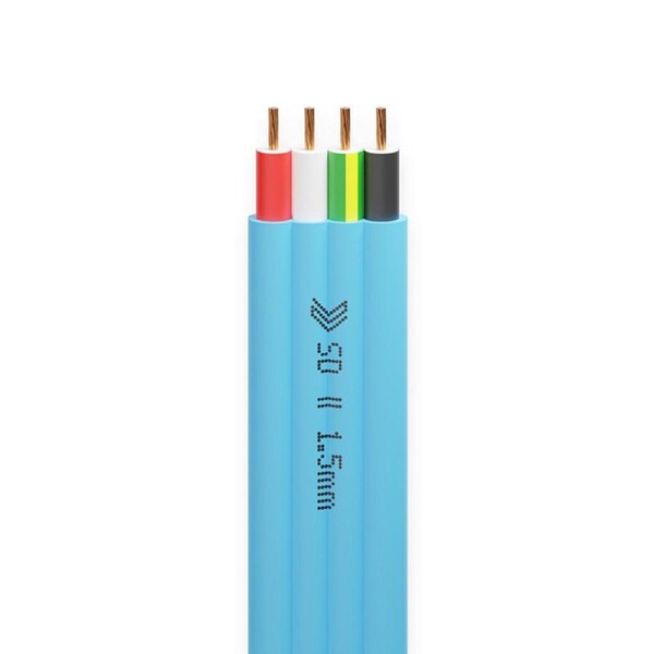 1.5mm Three Core & Earth Flat Cable - Pvc / Pvc - AC7504 - 20mtr Cut Blue (Air Conditioning)