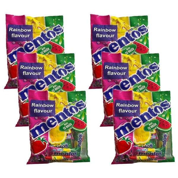 12x Mentos Assorted Fruit Flavour Mini Rolls Chewy Soft Candy Bag 120g Rainbow