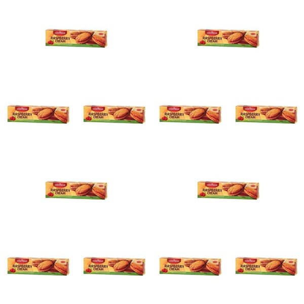 12x Montego Raspberry Cream Filled Cookies Tasty Baked Biscuit Food Snack 250g