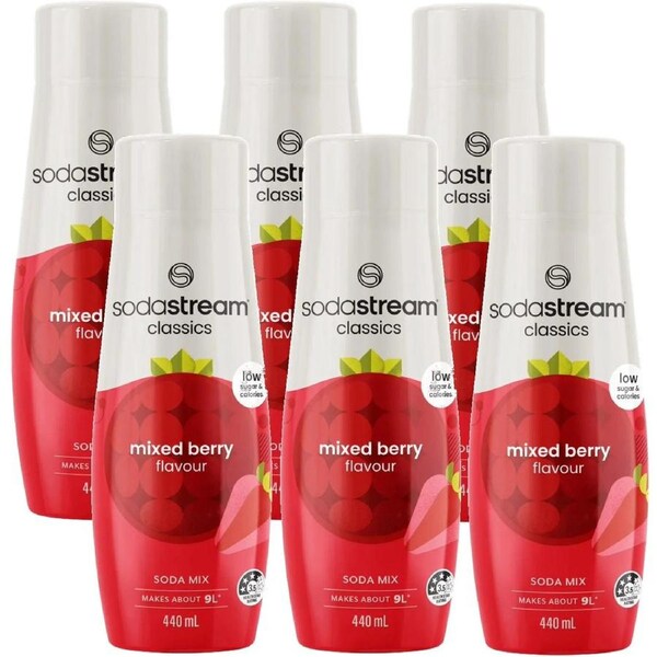SodaStream Classics Fruits Mixed Berries Low Sugar 440ml Pack 6 Syrup BULK