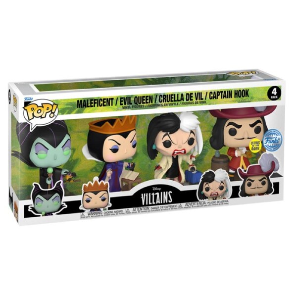 Disney Villains Glow In The Dark 4 Pack Funko POP! Vinyl
