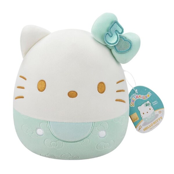 Squishmallows Hello Kitty 50th Anniversary Teal Bow 8 inch Plush