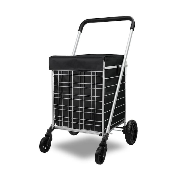 Heavy Duty Shopping Trolley Utility Foldable Large Grocery Cart Waterproof Liner With Brake for Home Outdoor and Everyday Shopping
