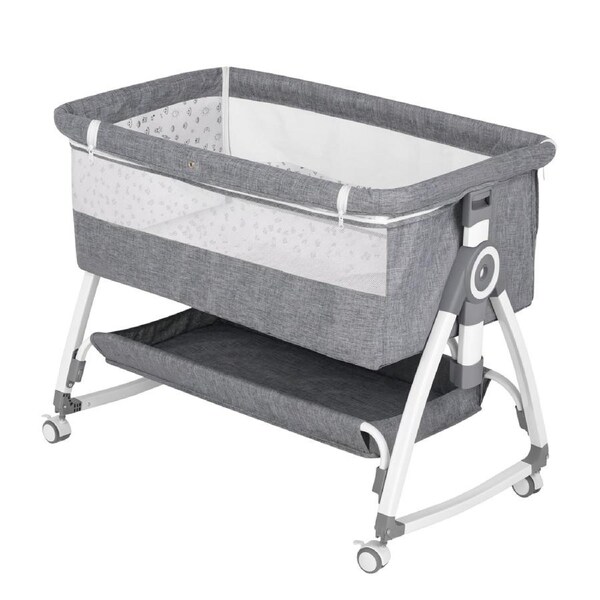 Advwin 3 in 1 Co-Sleeper Baby Bassinets Height Adjustable Bedside Crib Cot with Mattress & Mosquito Net Grey