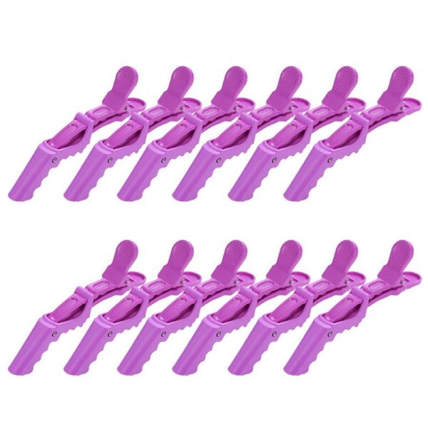 Beakey 12 Pcs Women Styling Hairclip Durable Alligator Plastic Hair Sectioning Clips-Purple