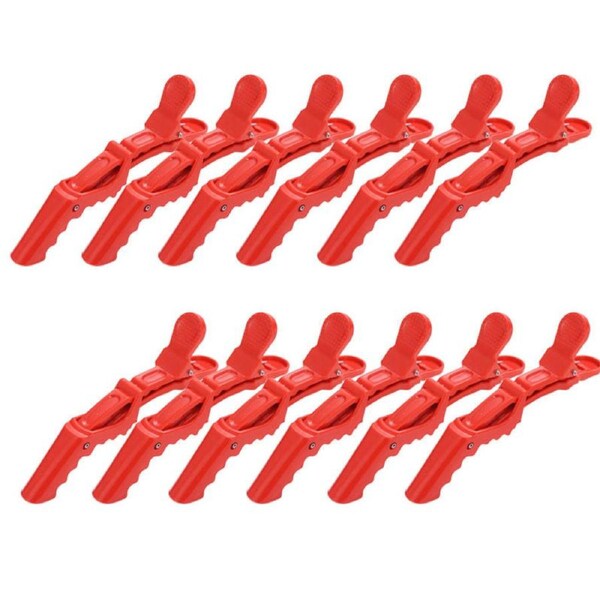 Beakey 12 Pcs Women Styling Hairclip Durable Alligator Plastic Hair Sectioning Clips-Red