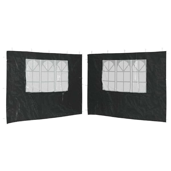 2 Pcs Replacement Side Wall For Party Tent Gazebo Panel With Window 300x195cm