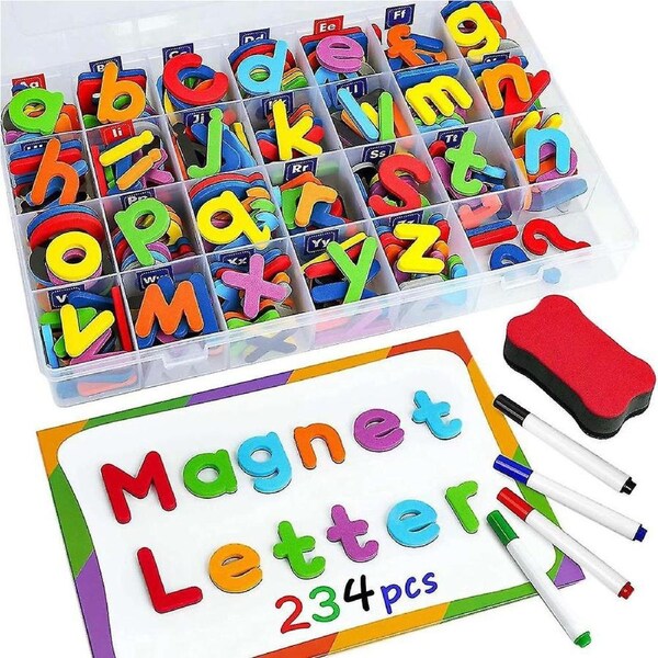 244 Pcs Magnetic Letters Numbers Set, Uppercase Lowercase Foam Alphabet Abc 123 Fridge Magnets, Edu