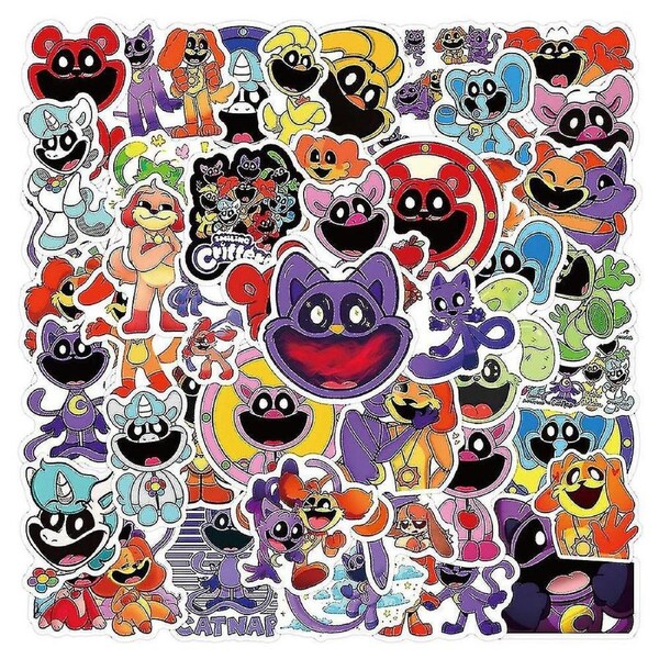 50Pcs Smiling Critters Poppy Playtime Stickers for Scrapbook Laptop Suitcase Skateboard Envelopes Decoration