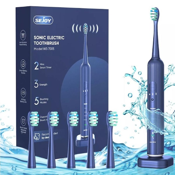 Sonic Electric Toothbrush Wireless Charging Power ToothBrush with 6 Brush Heads