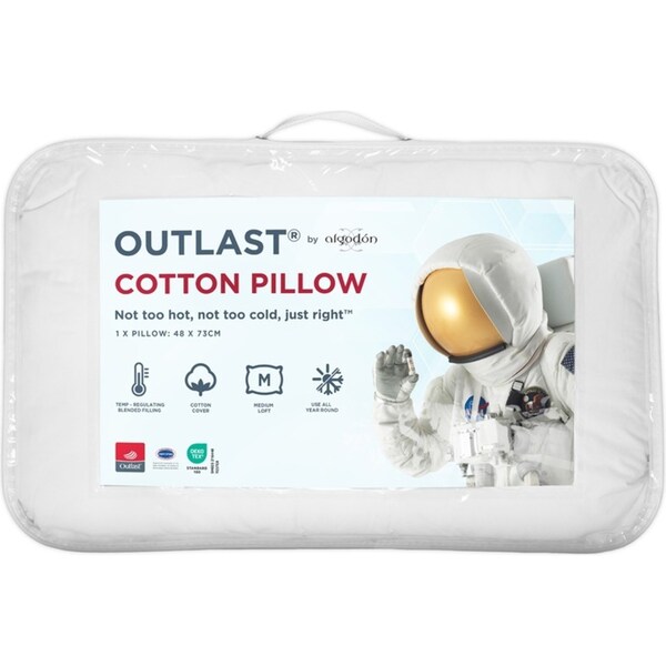 Algodon Outlast Soft Cotton Comfort Sleeping Support Pillow 48x73cm White
