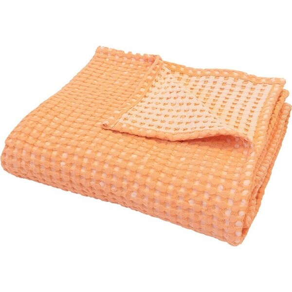 Bambury Cotton Waffle Fabric Dora Reversible Throw Blanket 130x180cm Peach