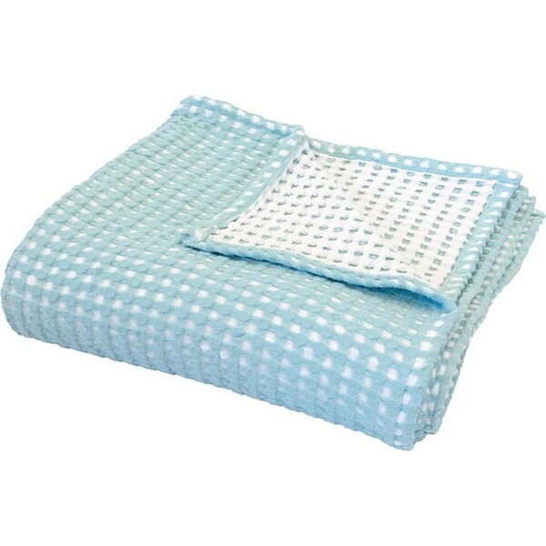 Bambury Cotton Waffle Fabric Dora Reversible Throw Blanket 130x180cm Aqua