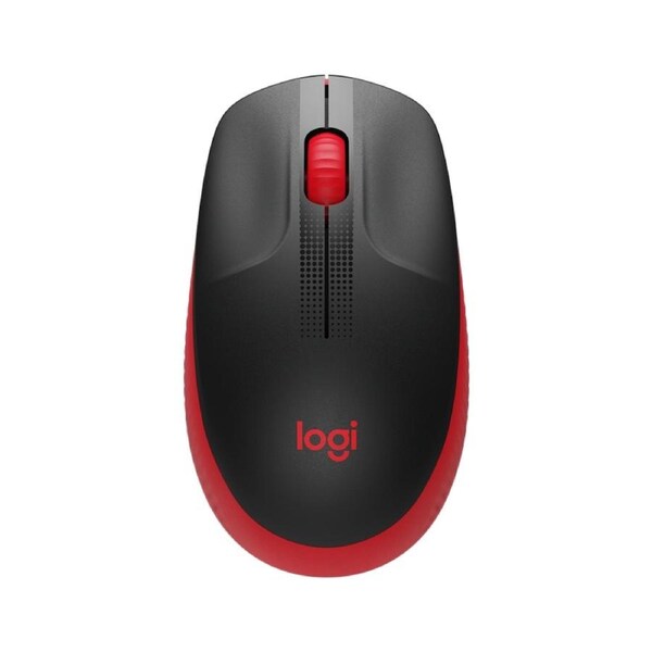 Logitech M190 Full-Size Wireless Mouse - Red, Comfortable, Contoured design [910-005915]