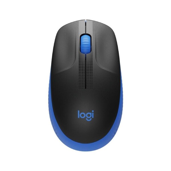 Logitech M190 Full-Size Wireless Mouse - Blue, Comfortable, Contoured design [910-005914]