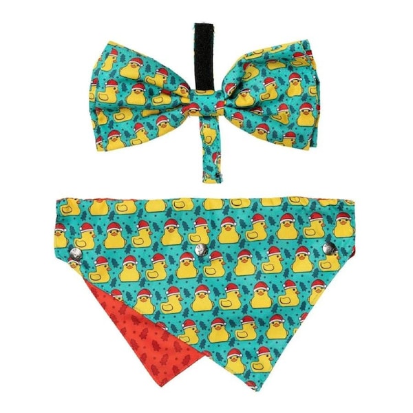 Merry Quackmas Medium/Large Christmas Bandana & Bowtie for Dogs by FuzzYard