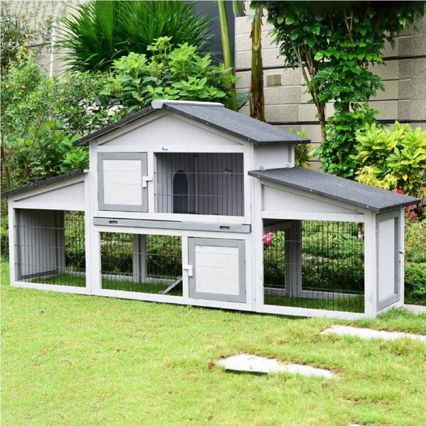 PawHub 2.2M Wooden Chicken Coop Rabbit Hutch Bunny Run Cage Wood