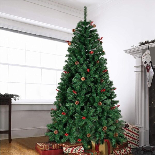 Festiva 210cm / 6.90FT Christmas Tree Xmas Decoration Green Home Decor 1350 Tips Pre-decorated