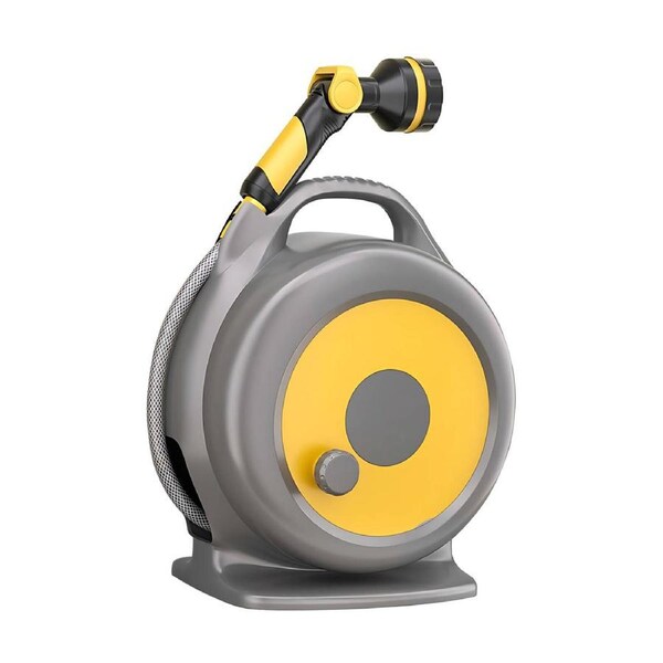 Glasshaus 20M Retractable Water Hose Reel Garden Hose Flexible 10 Nozzle Spray Portable Hose