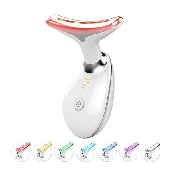 Beakey 7 Color LED Face Neck Massager Red-Light-Therapy for Skin Care-White