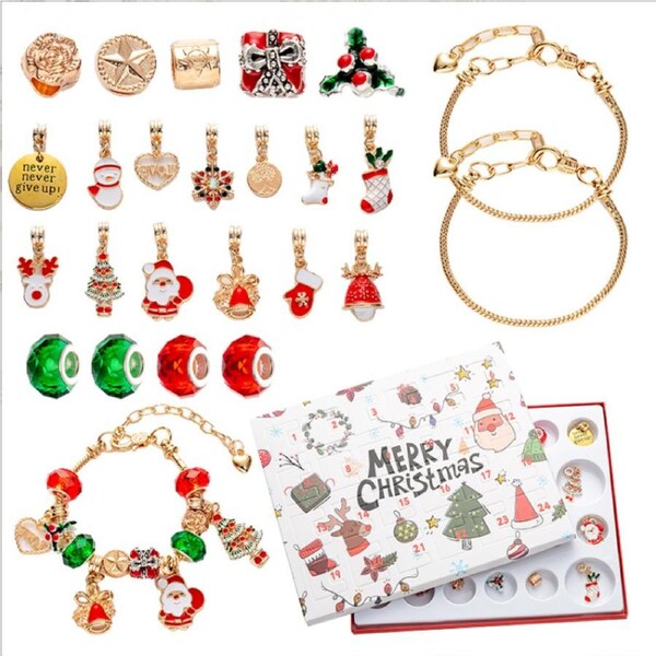 2024 Christmas Advent Calendar 24 Days Countdown Girls Toys Necklace Earrings Rings Jewelry Kids Surprise Gift