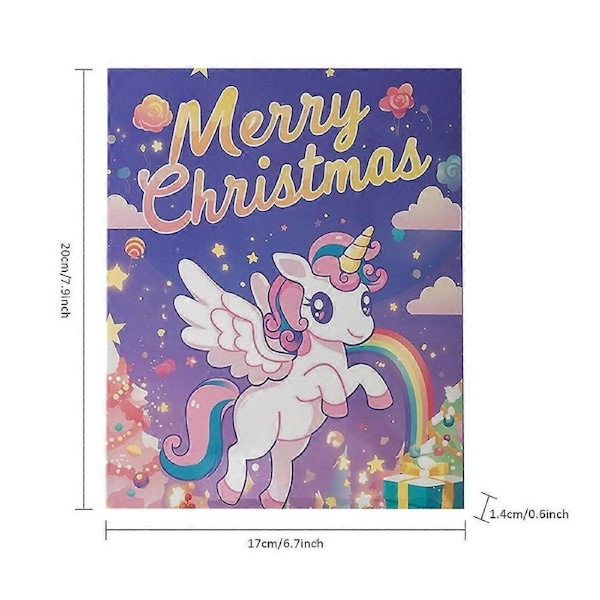 2024 Christmas Advent Calendar 24 Days Countdown Girls Toys Unicorn Bracelet Necklace Earrings Rings Jewelry Kids Surprise Gift