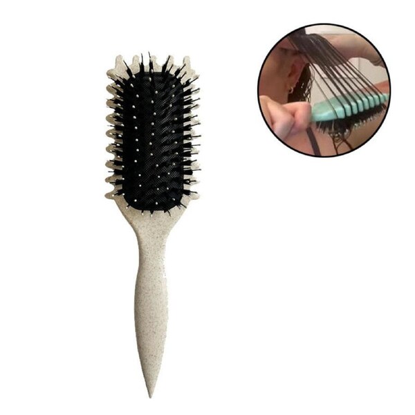 Beakey Bounce Curl Defining Brush With Ridges Styling Brush for Detangling Shaping-Beige