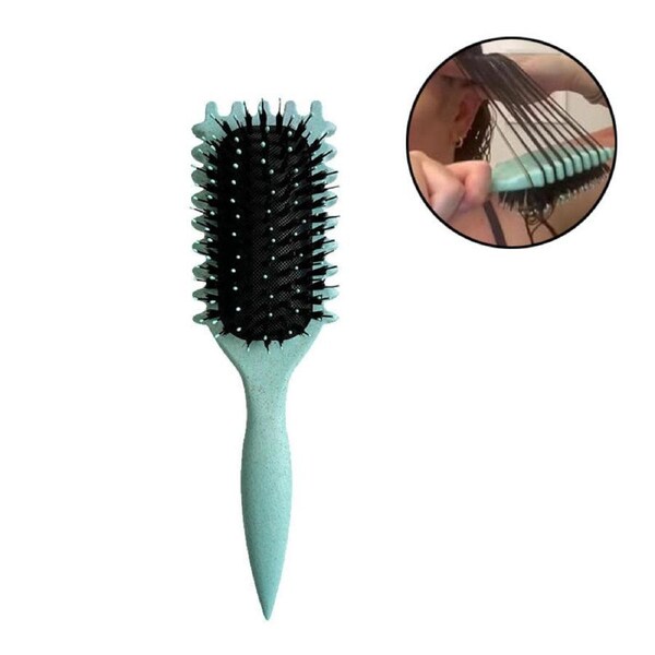 Beakey Bounce Curl Defining Brush With Ridges Styling Brush for Detangling Shaping-Green