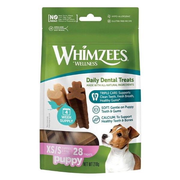 Whimzees Puppy Valuebag Dental Treats Xsmall Small 28'S 1 Pack