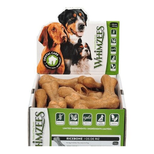 WHIMZEES Rice Bones Dental Bulk Box Dog Treats Medium\Large 50 Pack