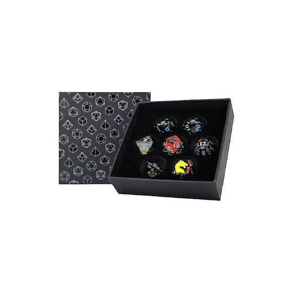 LPG Dice RPG Set Inscripted Dragon Rainbow