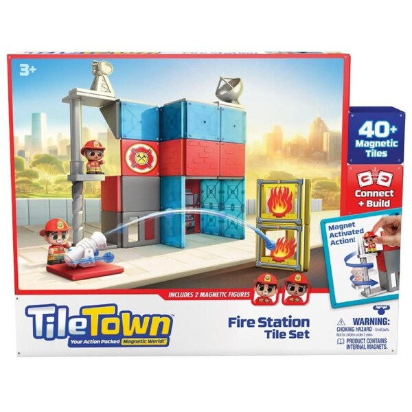 Tile Town Fire Station Magnetic Tile Playset