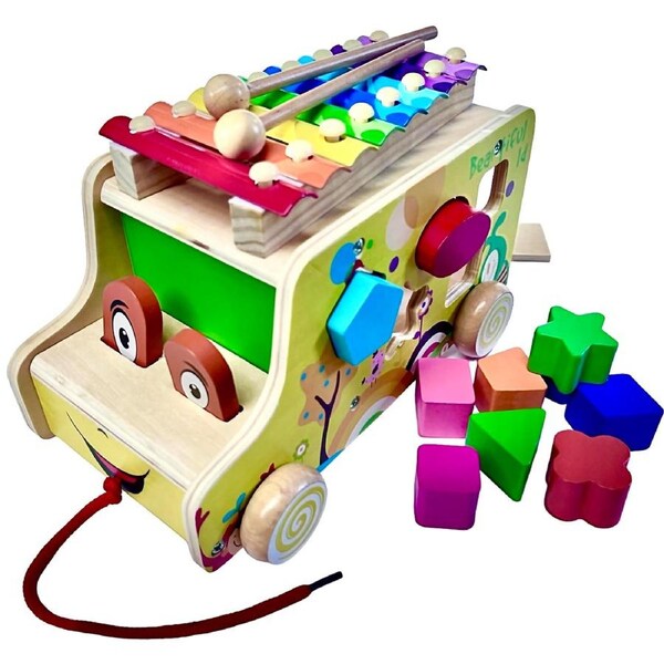 Xylophone Trian Wooden Shapes & Colours Learning Play Set
