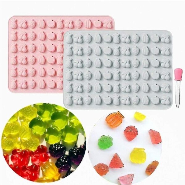 JOYBUY 2pcs Mini Fruit Gummy Molds Ocean Animals Candy Molds Food Grade Silicone Candy Mold For Chocolate Jelly Ice Cube Pralines Caramels(fruit)
