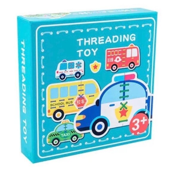 Wooden Threading Lacing Play Set Early Learning Toy - Transport