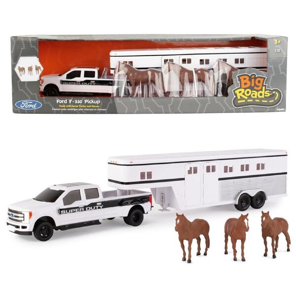 John Deere 1: 32 Ford F-350 Pickup Truck/Ute w/Horse Trailer & Horses 3Y+