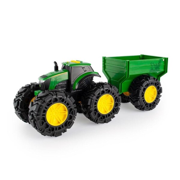 John Deere 38cm Monster Treads Tractor Kids Vehicle Toy w/ Wagon 3+