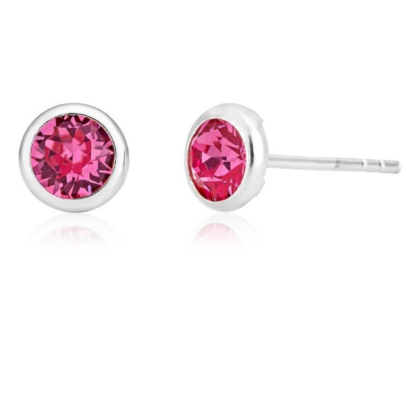Sterling Silver 5mm Pink Swarovski Crystal Stud Earrings *colours may vary*