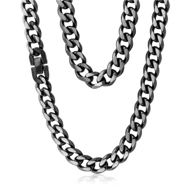 55cm Stainless Steel Reversible Black/Steel Curb Chain