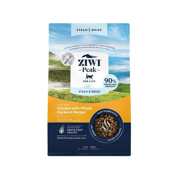 Ziwi Peak 800 gram Chicken with Mackerel Steam & Dried Cat Food