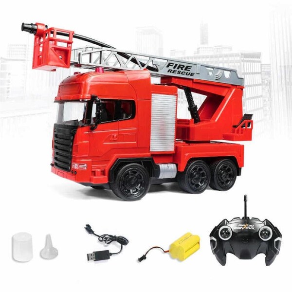Kids RC Fire Truck Tough Toy Fire Engine with Water Spray Premium Toy