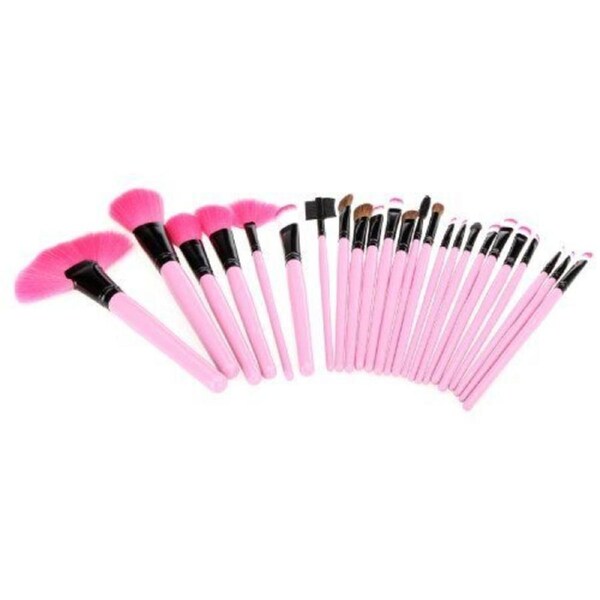 24 Pc High Quality Micro Fiber Brush Set Carry Case Pink