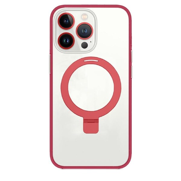 MagSafe Phone Case For iPhone 13 Pro with Kickstand Ring Shockproof Magnetic Case - Red