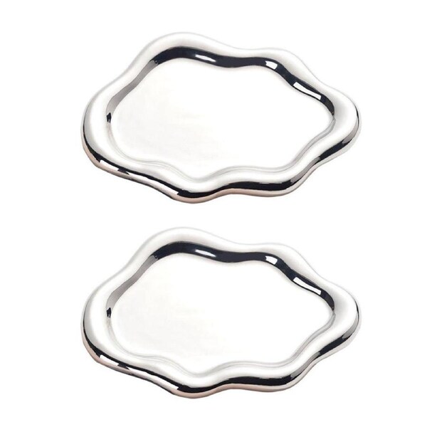 2PCS Luxury Ceramic Jewelry Display Tray Organizer Plate Storage Large Decor