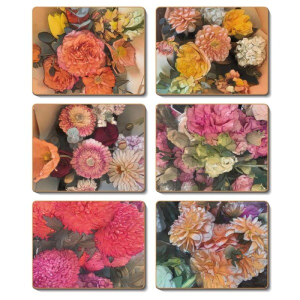 Cinnamon Flower Market Cork Backed Table Placemats Set 6